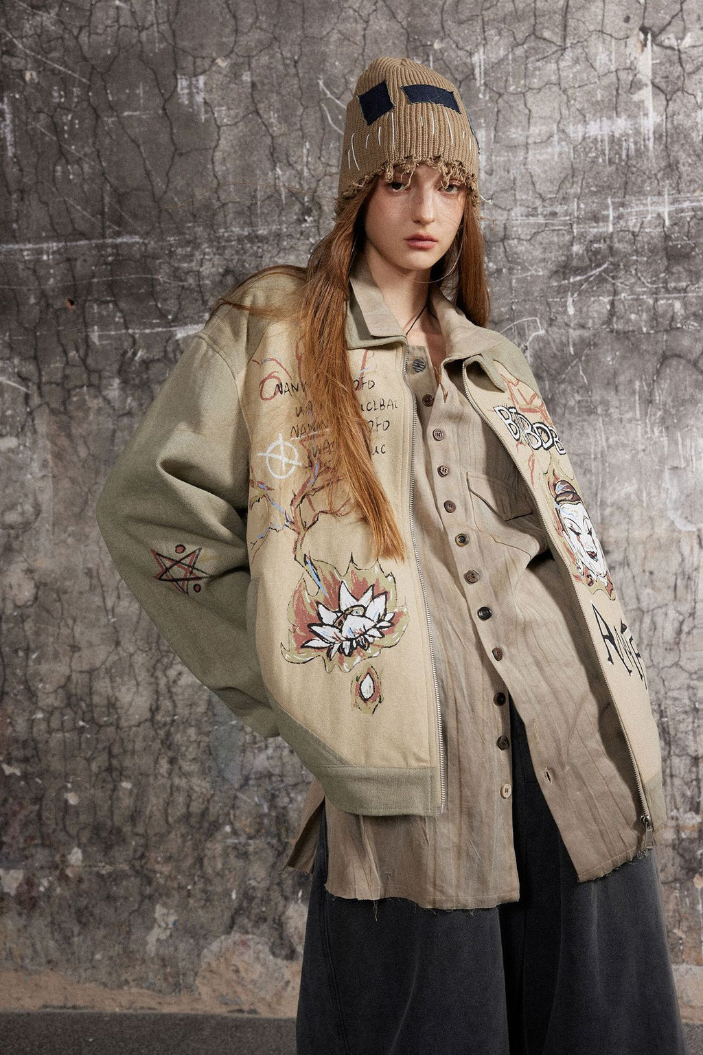 Street Style Graffiti Spliced Jacket