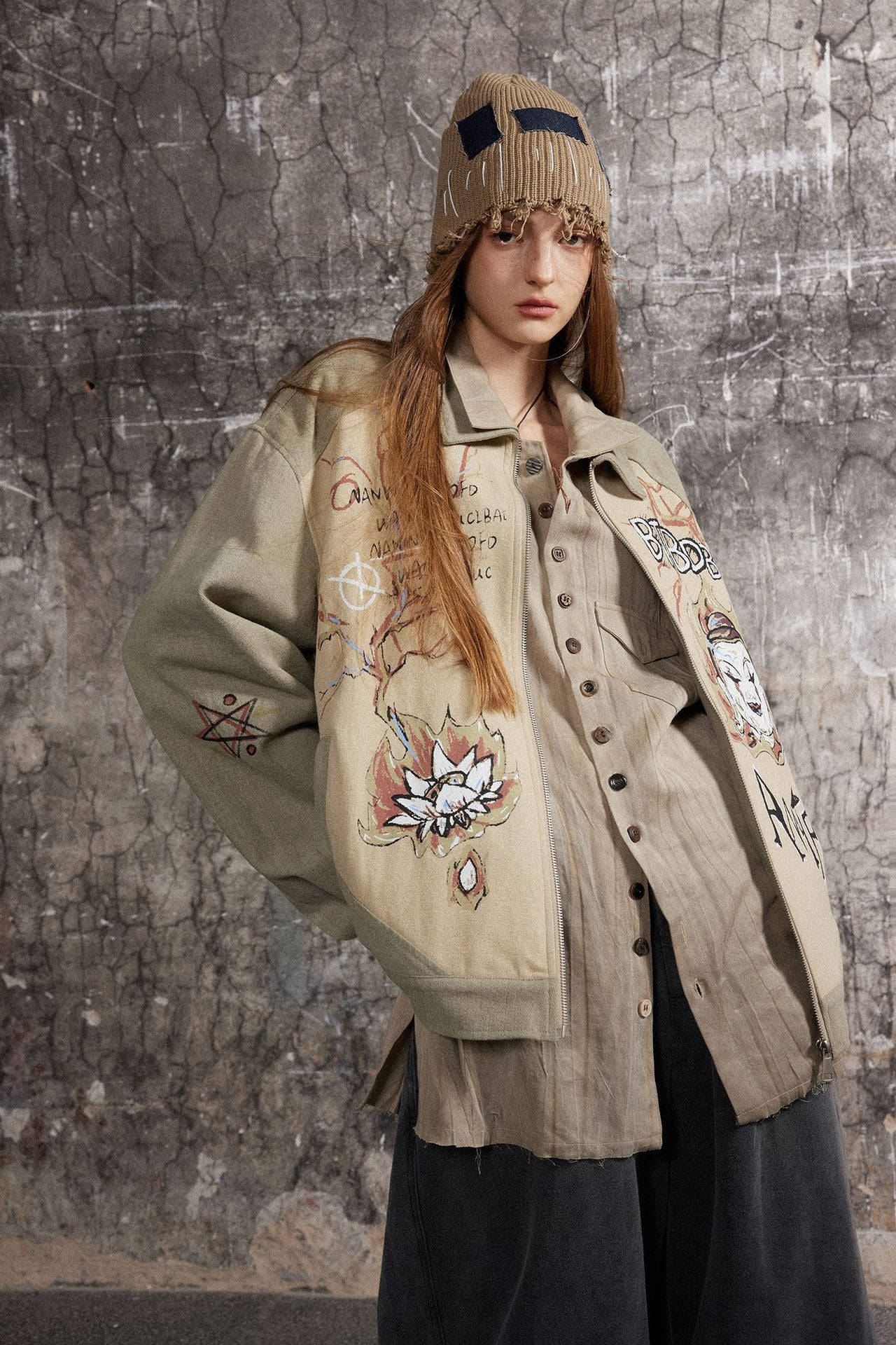 Street Style Graffiti Spliced Jacket