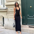 Sleek Black Strappy Maxi Dress