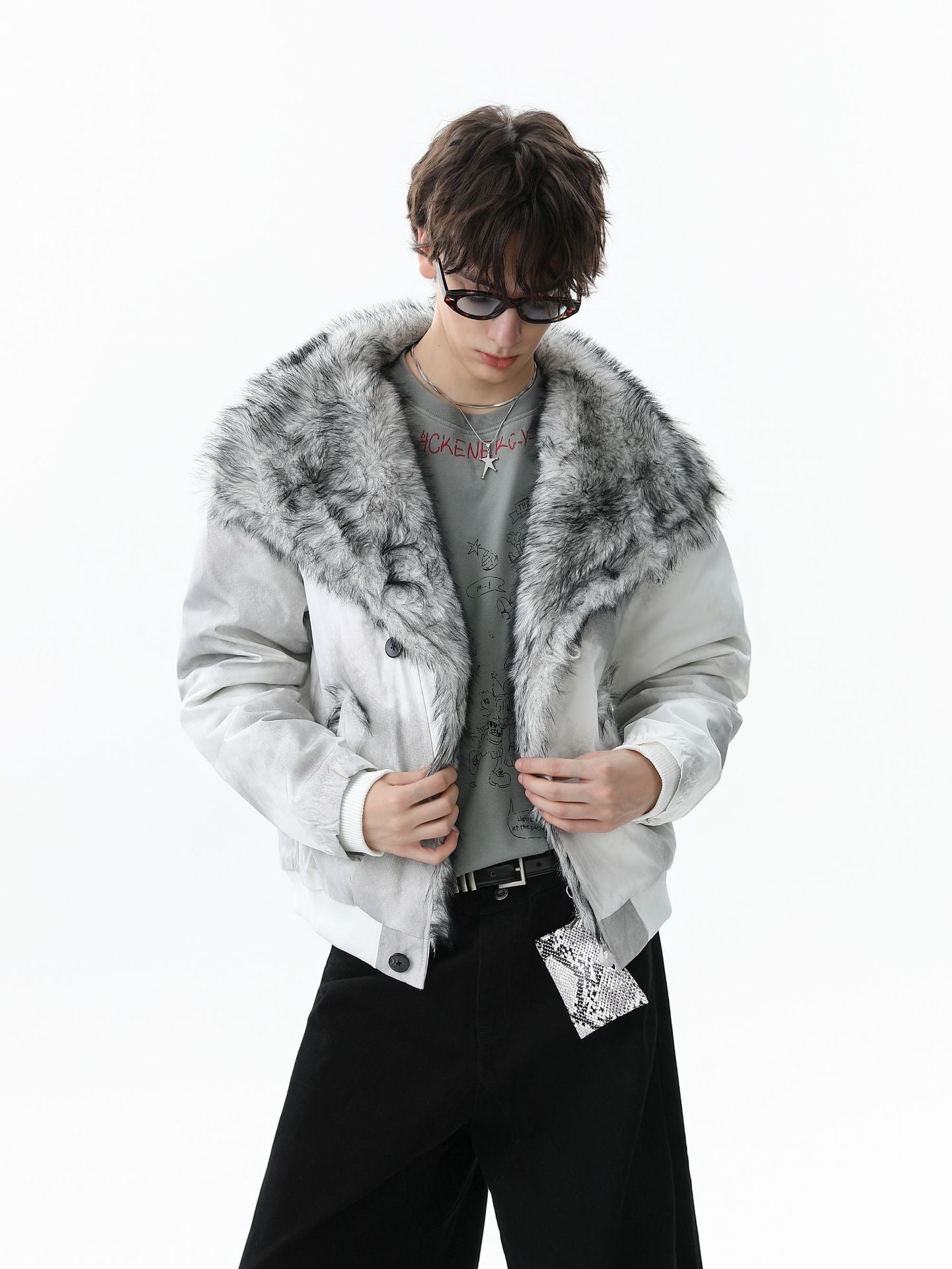 Cotton Jacket With Fur Collar