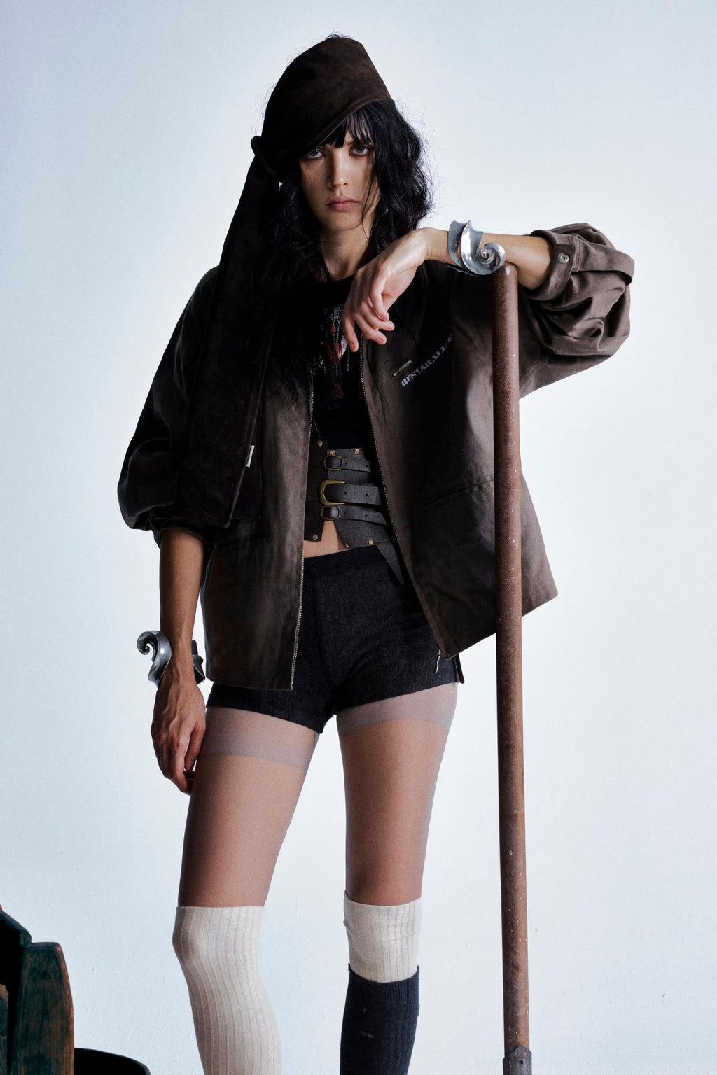 Make Old Mottled Letter Short Jacket