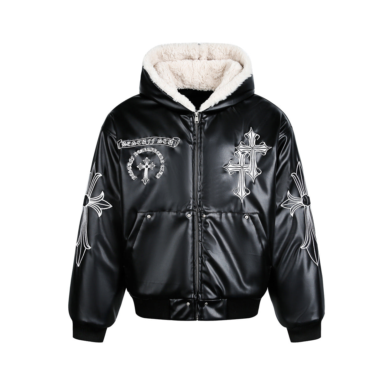 Black Cross Leather Jacket