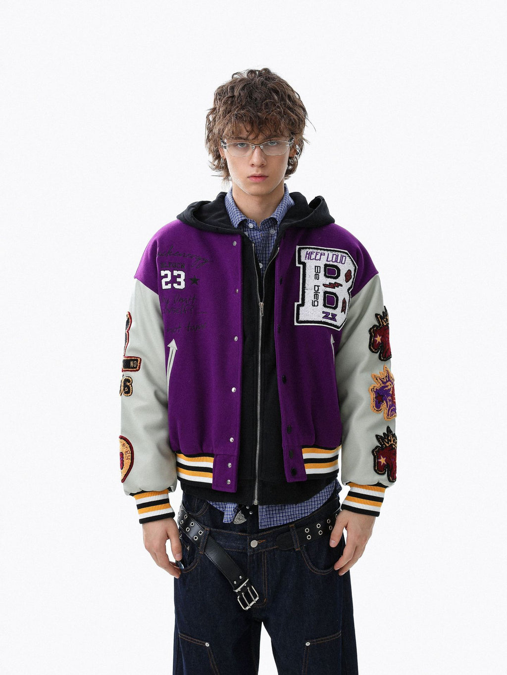 Embroidered Cotton Baseball Jacket