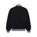 Leather Embroidered Splicing Jacket Coat