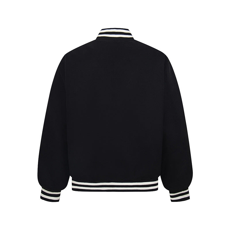 Leather Embroidered Splicing Jacket Coat