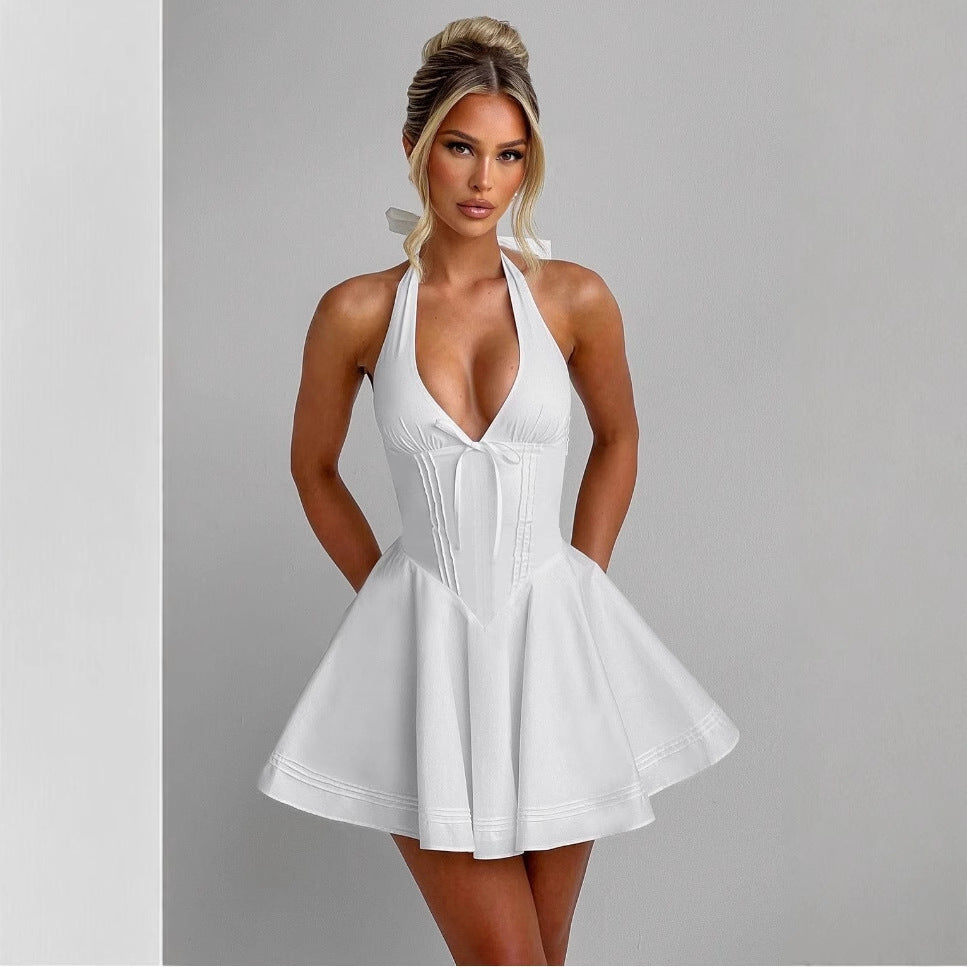 V-neck chic back strap dress