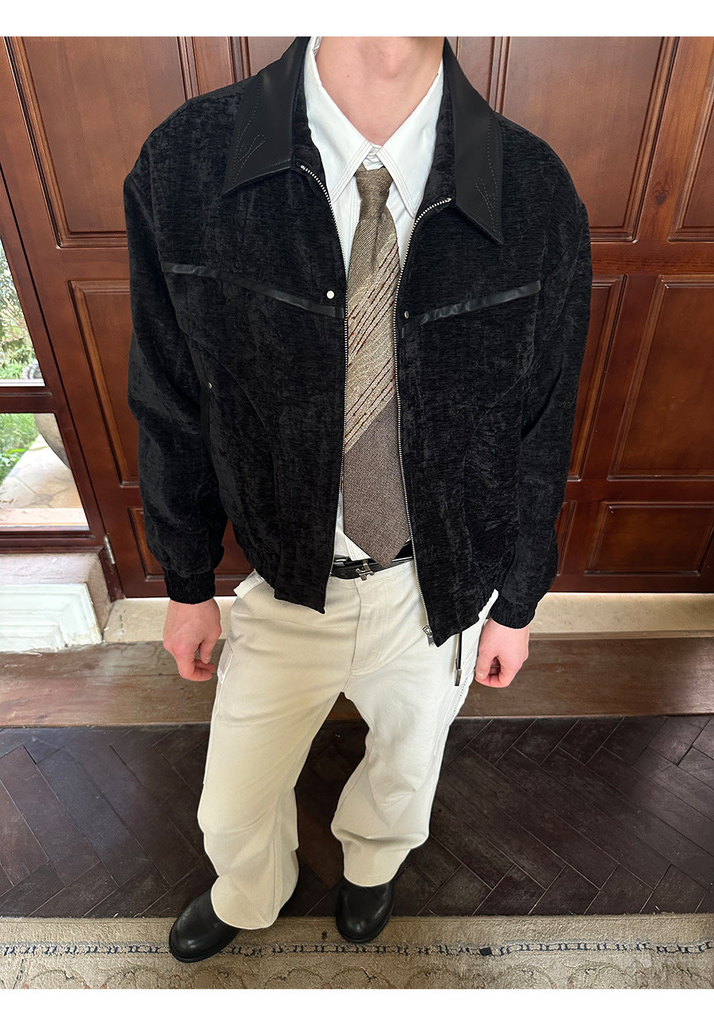 Velvet Luxury Leather Inserts Jacket