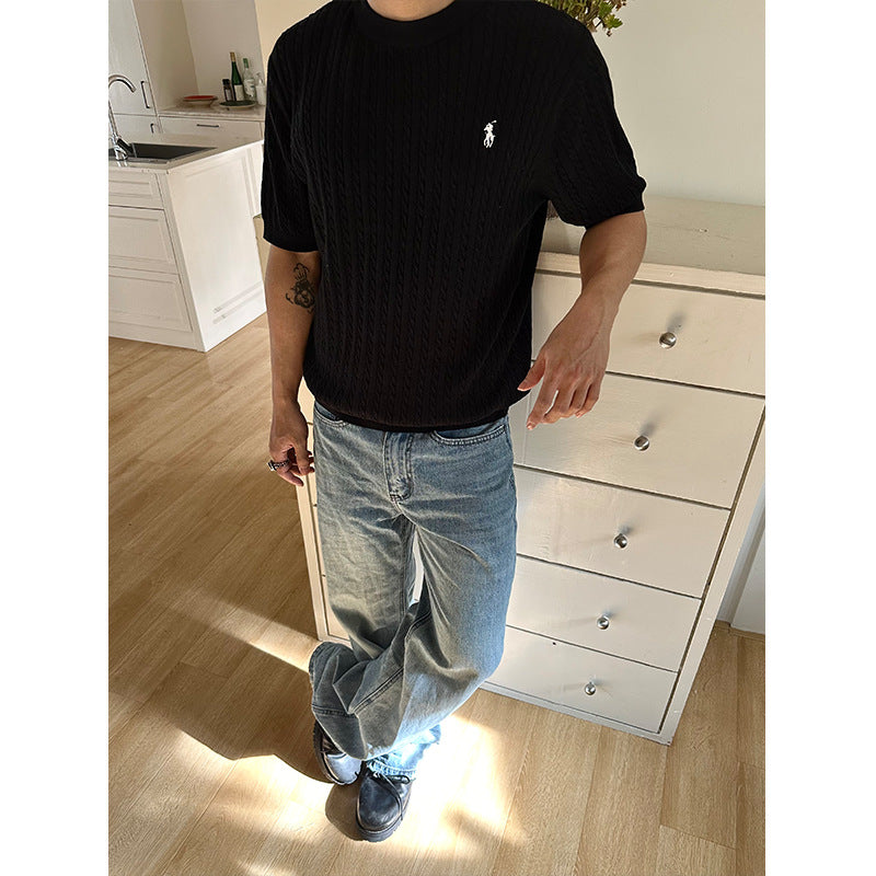 Crew Neck Breathable Lightweight Regular Fit Short Sleeve for Spring and Summer Commuting