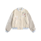 Printed PU Patchwork Casual Jacket