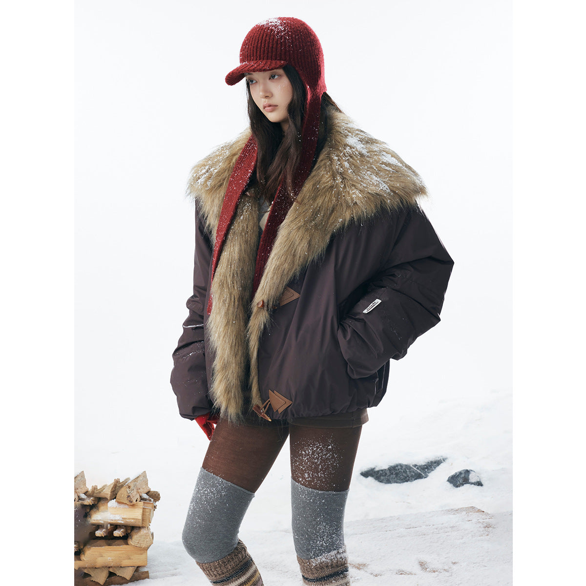 Cotton Jacket With Fur Collar