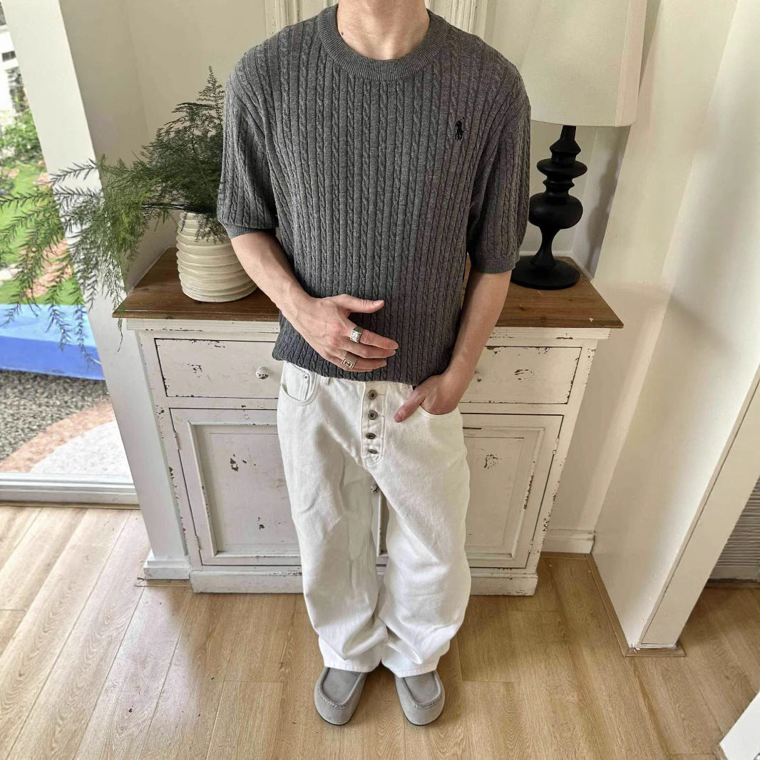 Crew Neck Breathable Lightweight Regular Fit Short Sleeve for Spring and Summer Commuting