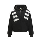 Letter Patch Suede Hooded Sweatshirt