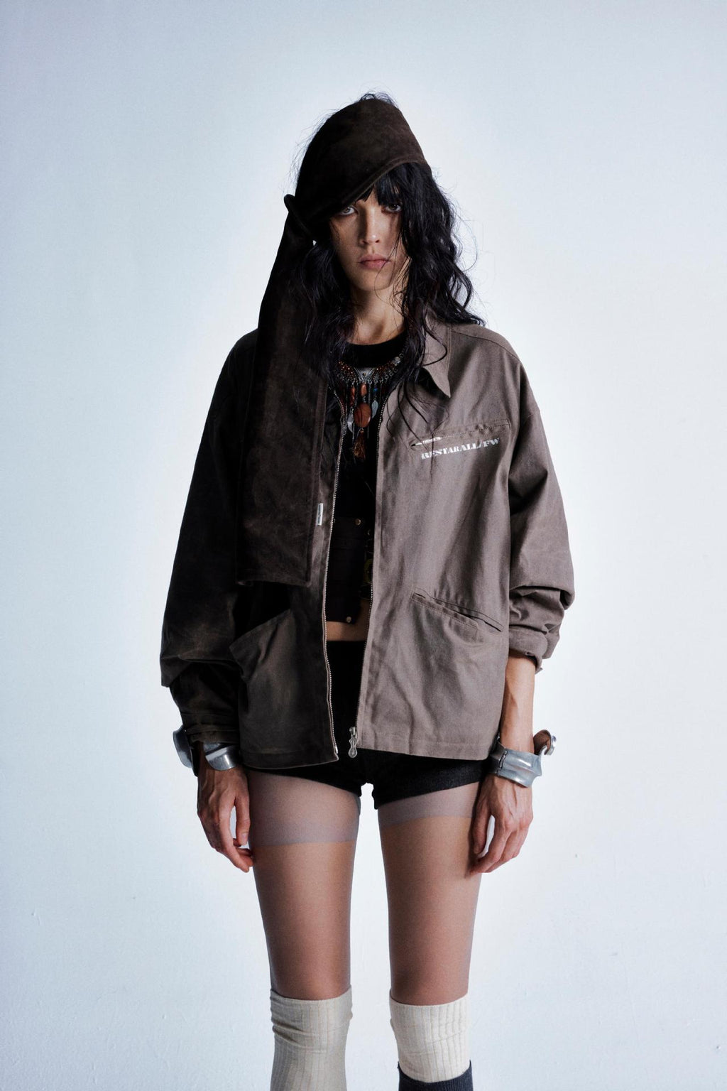 Make Old Mottled Letter Short Jacket