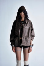 Make Old Mottled Letter Short Jacket