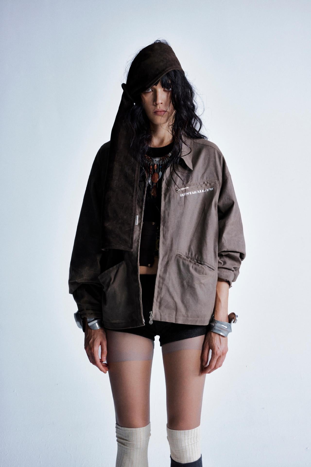 Make Old Mottled Letter Short Jacket