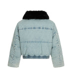 Retro Cropped Denim-Style Winter Jacket