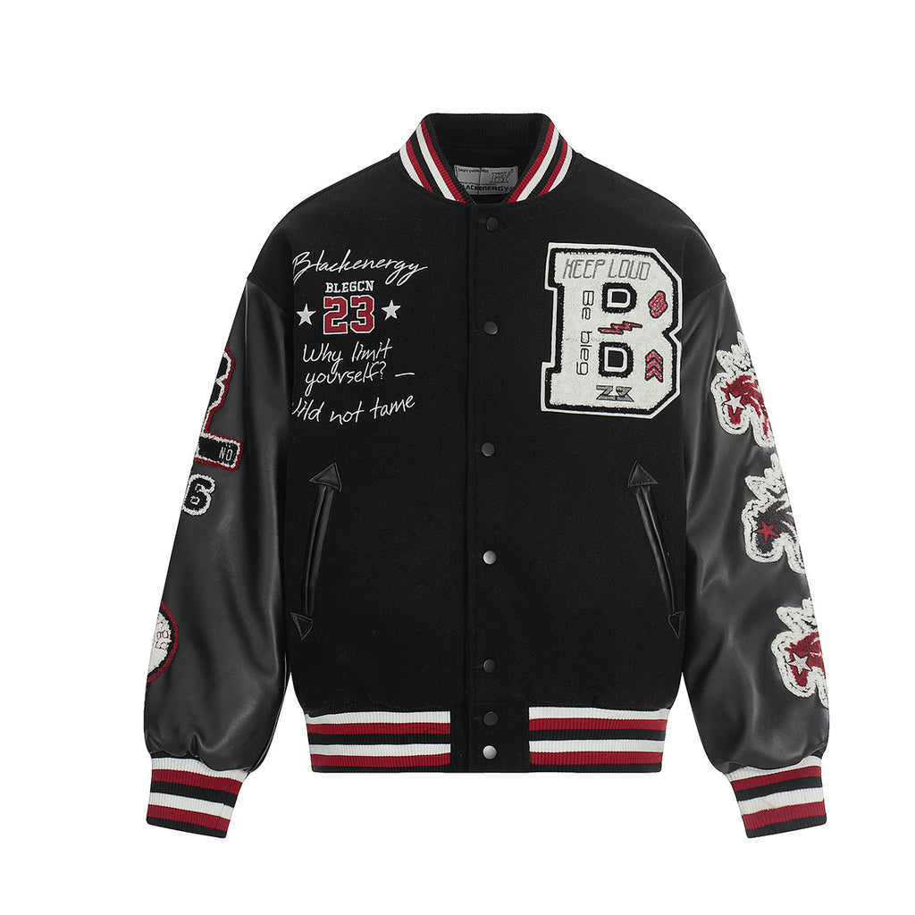 Embroidered Cotton Baseball Jacket