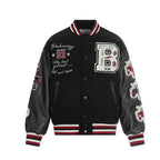 Embroidered Cotton Baseball Jacket