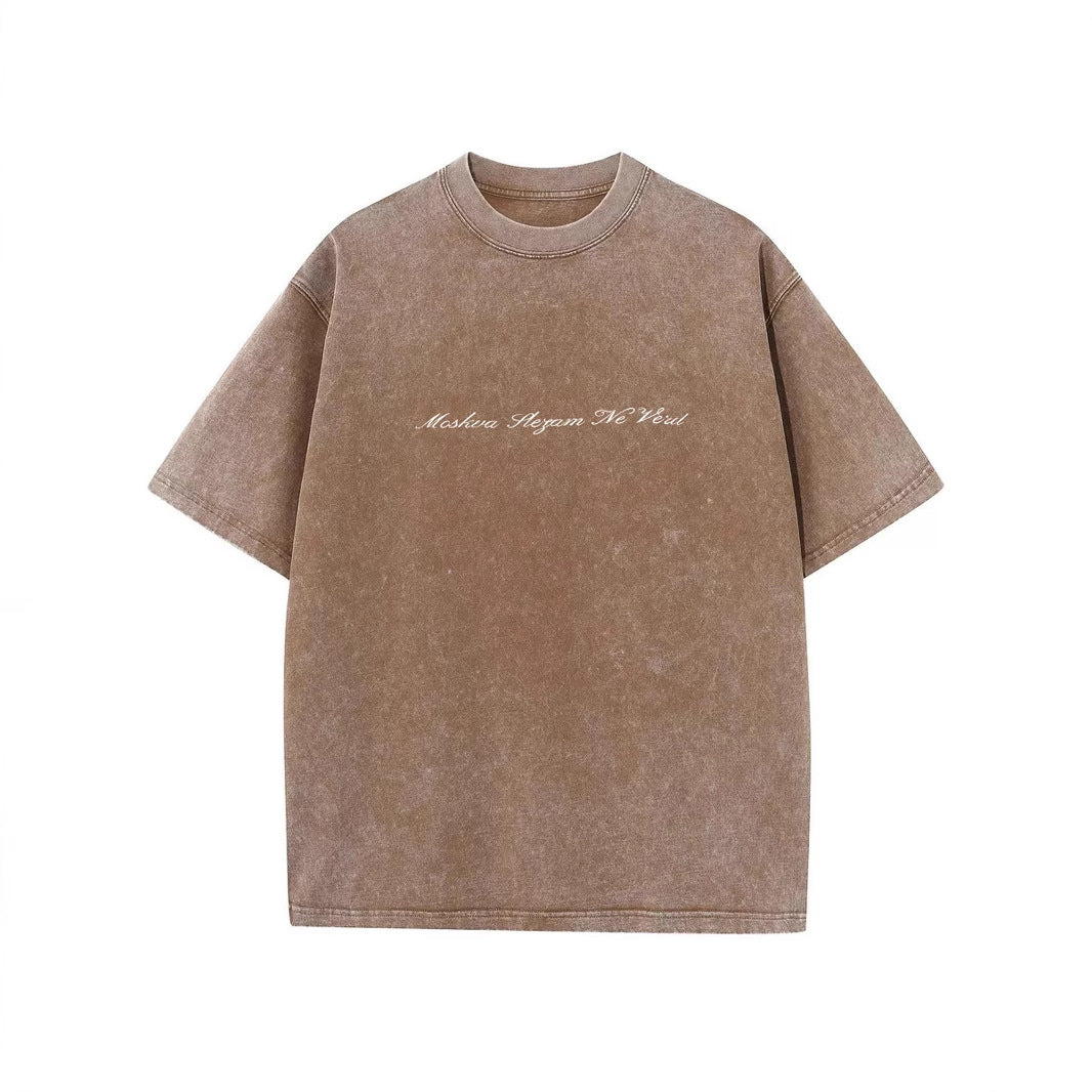 Style INS Trendy Short Sleeve T-Shirt Women Summer New Water Washed Vintage Design Tee Top