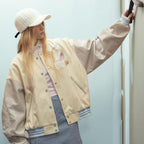 Printed PU Patchwork Casual Jacket