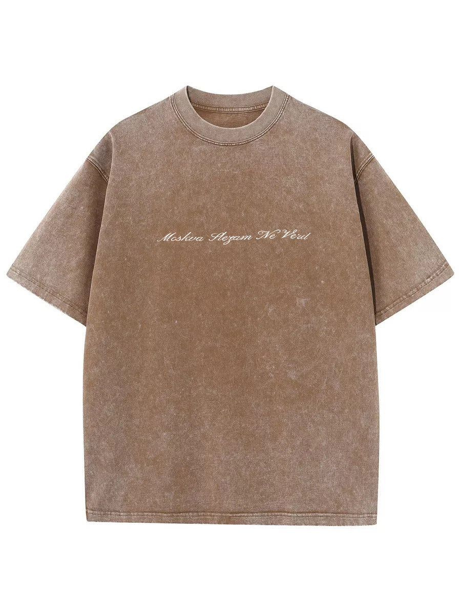 Style INS Trendy Short Sleeve T-Shirt Women Summer New Water Washed Vintage Design Tee Top