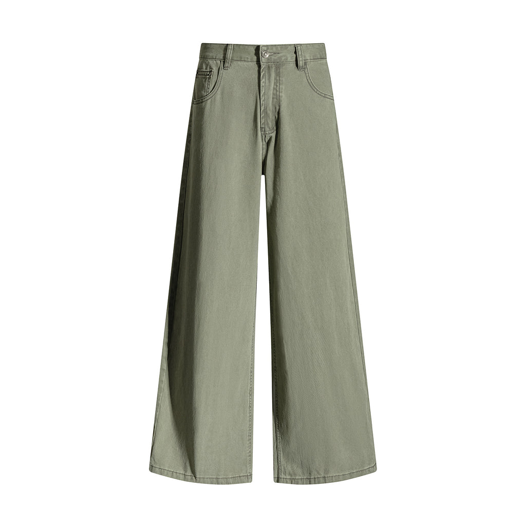 Khaki wide-leg jeans