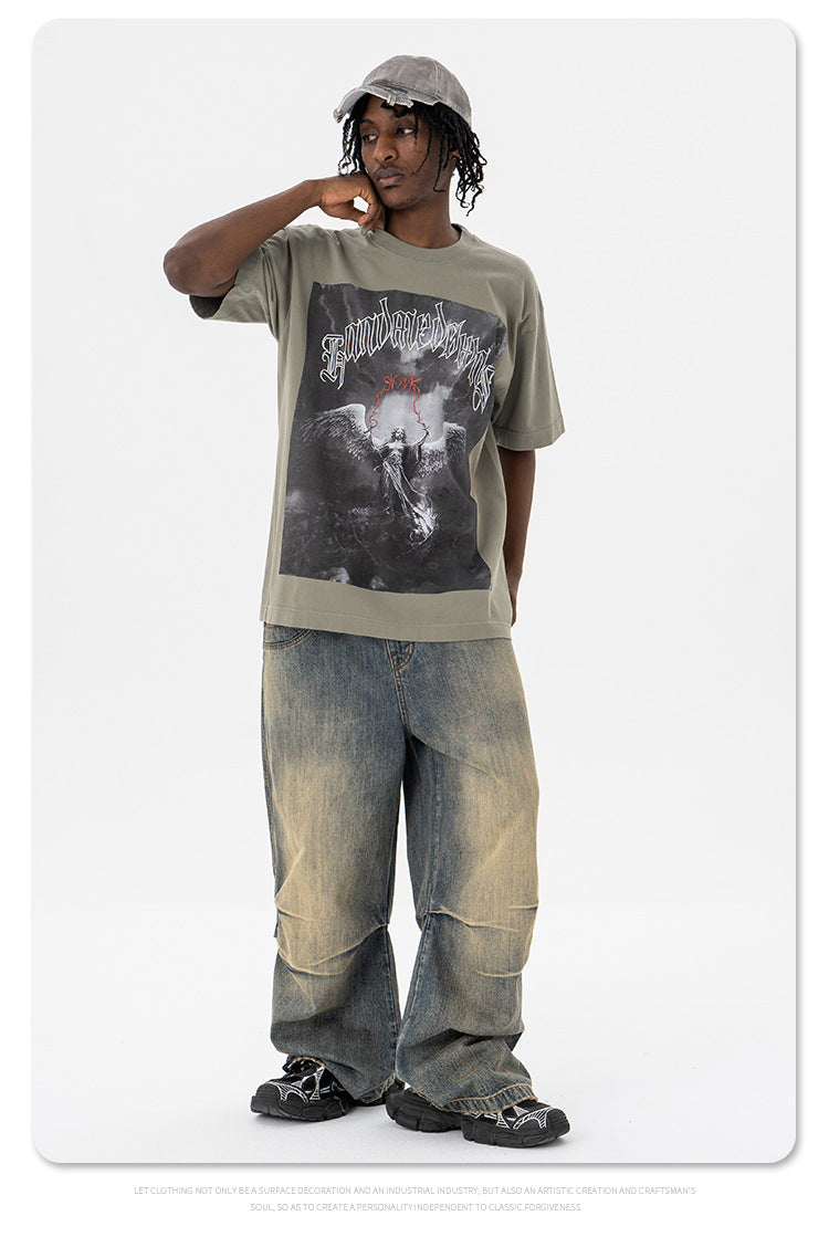 Angel Letter Print Crew Neck T-Shirt