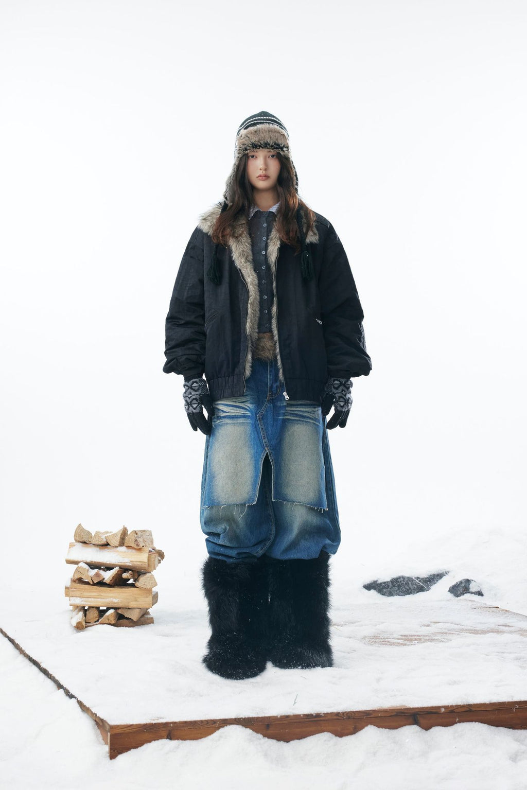 Winter Coat with Fur Collar