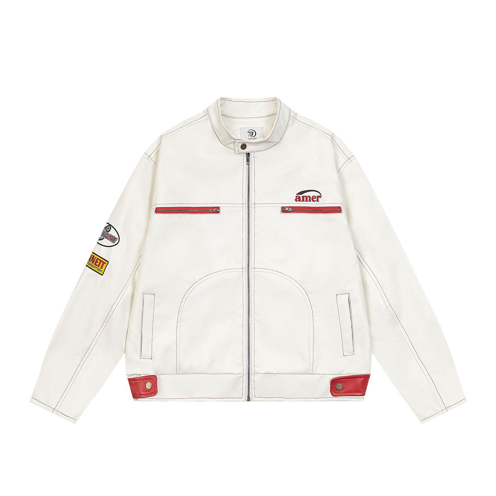 PU leather jacket motorcycle suit