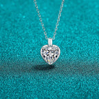 LEUNSA Moissanite Silver Heart-Shaped Necklace