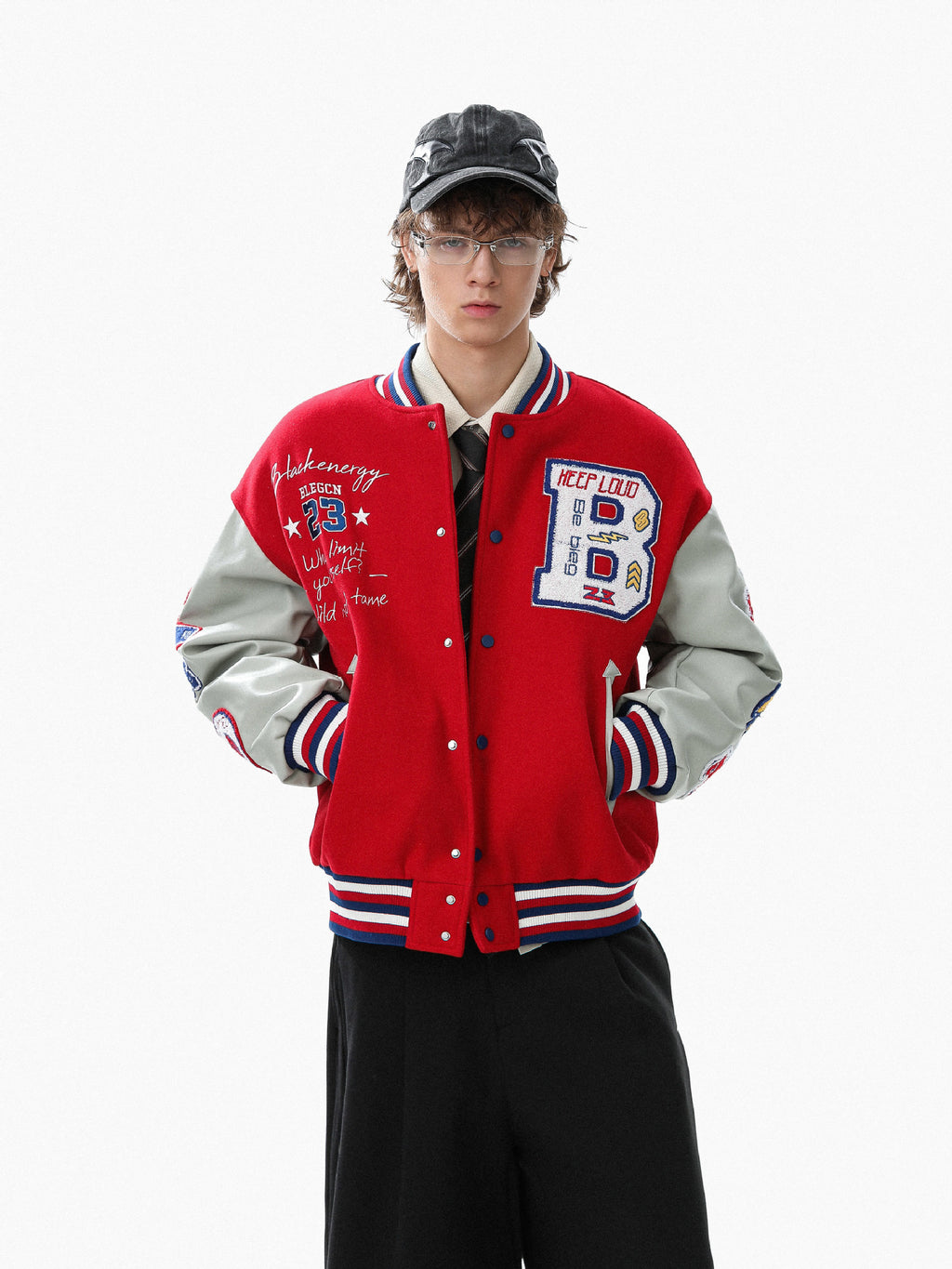 Embroidered Cotton Baseball Jacket