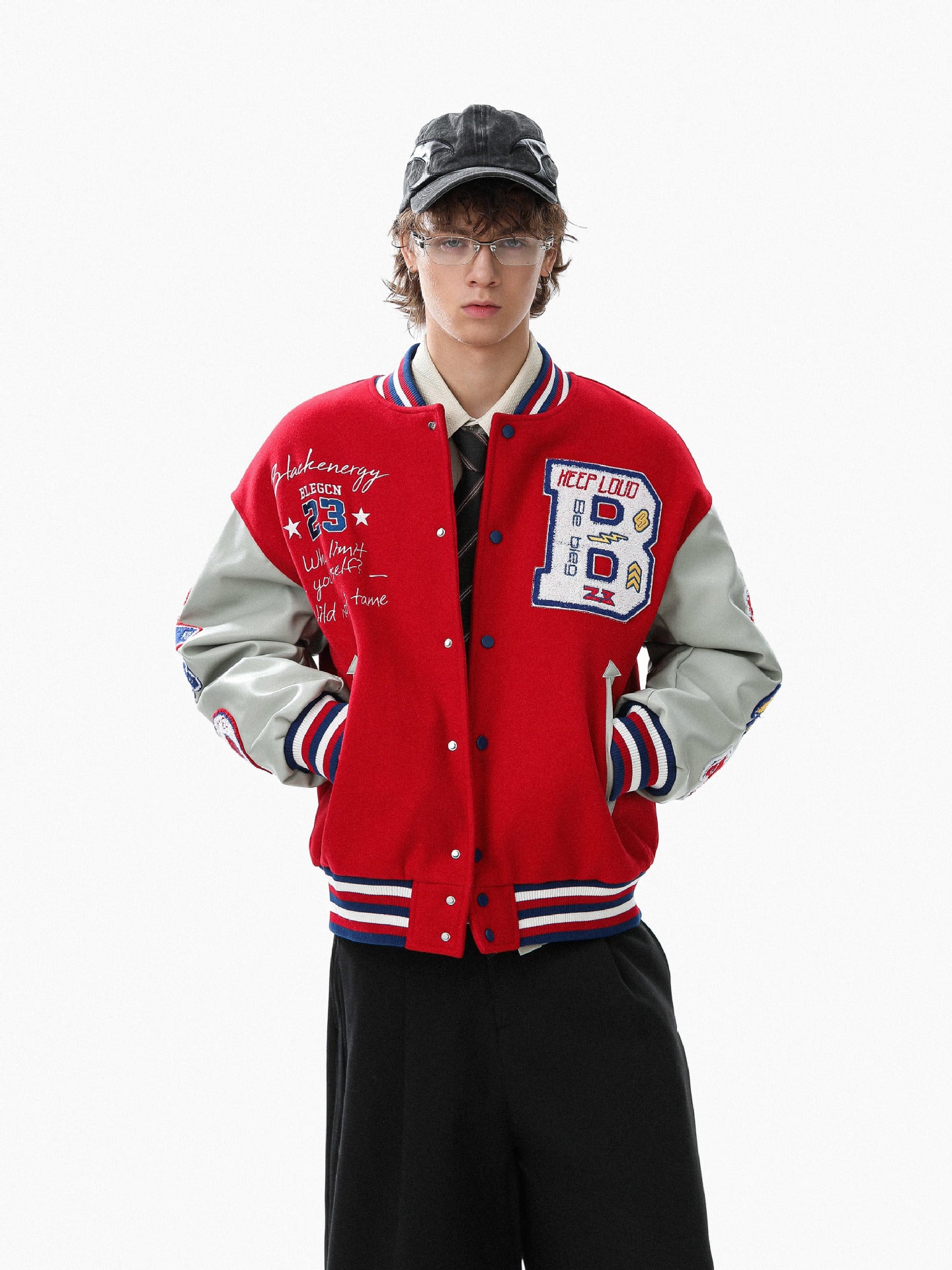 Embroidered Cotton Baseball Jacket