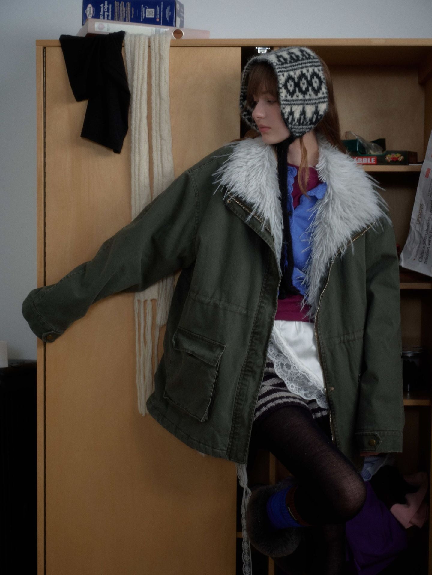 Oversize Fur Bomber Jacket