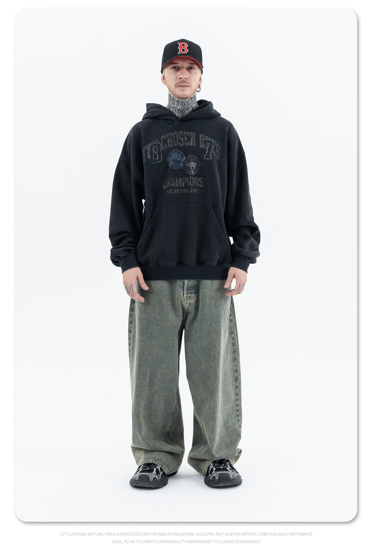 Faded Logo Hooded Sweatshirt Loose Fit