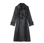 Belted Faux Leather Trench