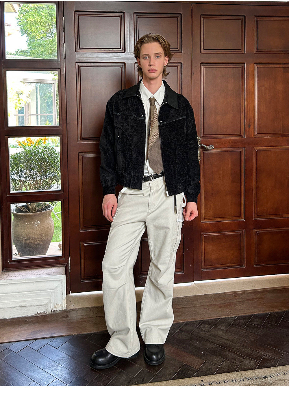 Velvet Luxury Leather Inserts Jacket