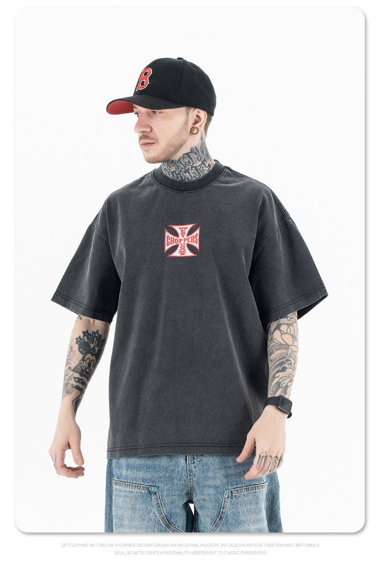 Faded flame letter t-shirt