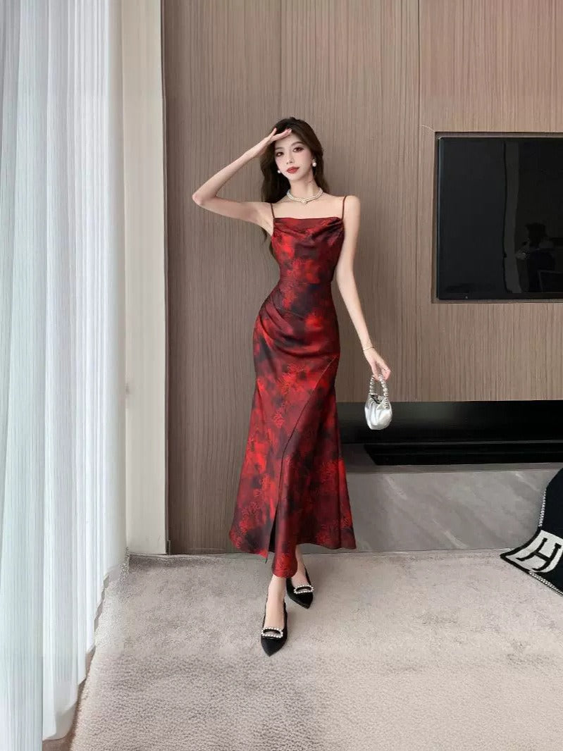 Elegant Red Sling Dress