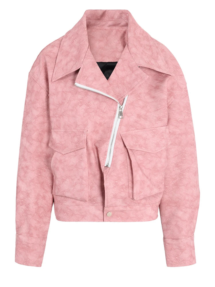 Green Casual Vintage PU Leather Jacket