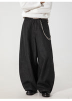 Curved knife shaped straight leg long pants