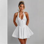 V-neck chic back strap dress