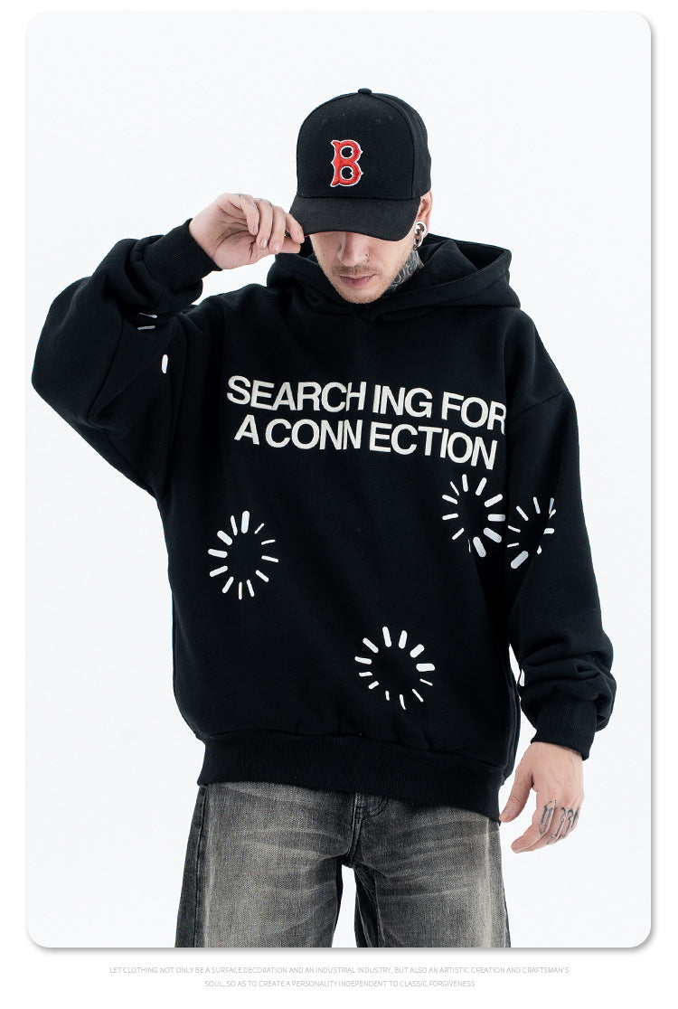 loose-fit patterned hoodie