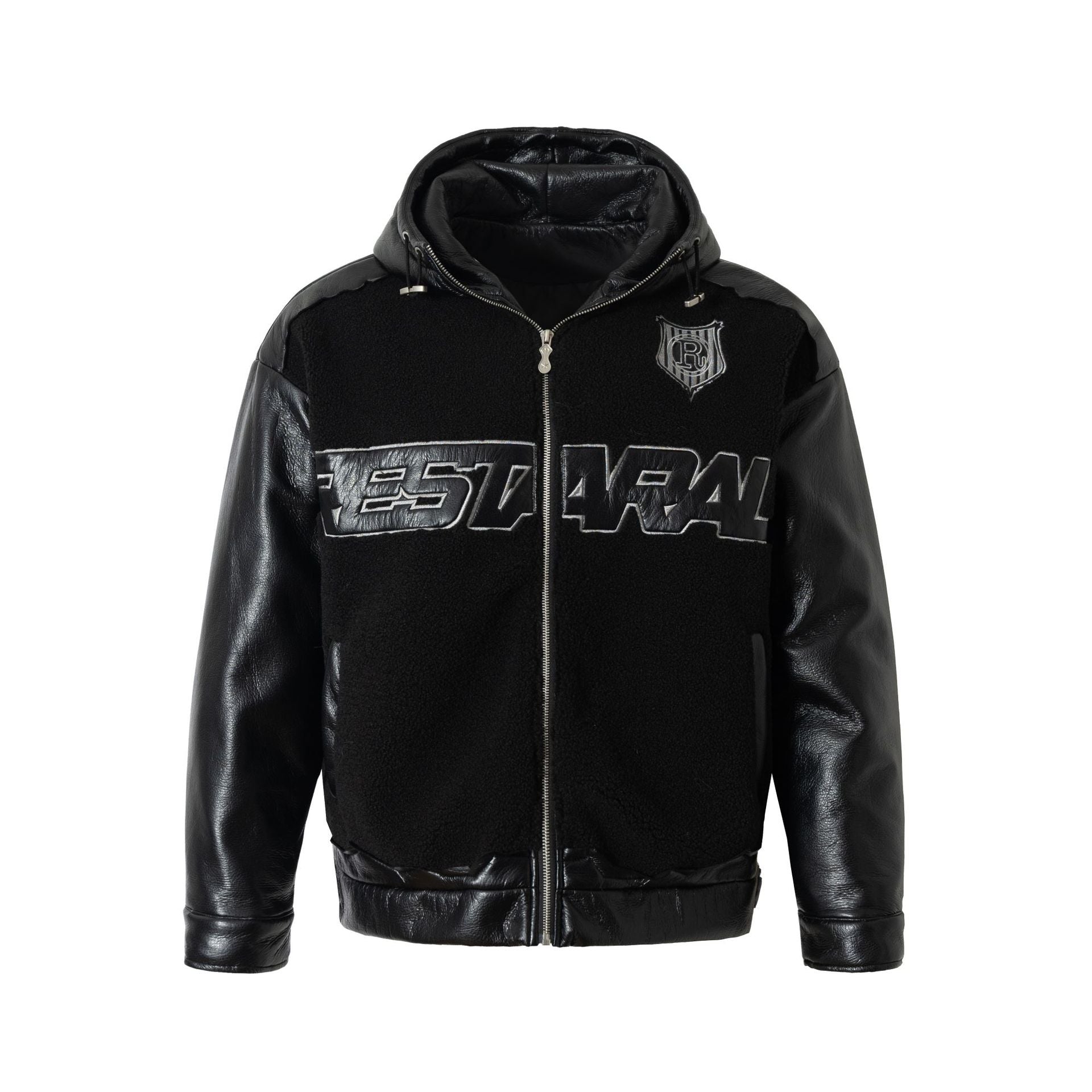 Lamb Wool Spliced Leather Cotton Jacket