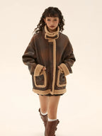 Classic Brown Shearling-Lined Winter Jacket