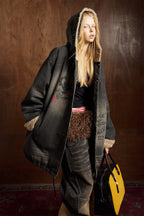 Lambswool Parka Denim Cotton Jacket