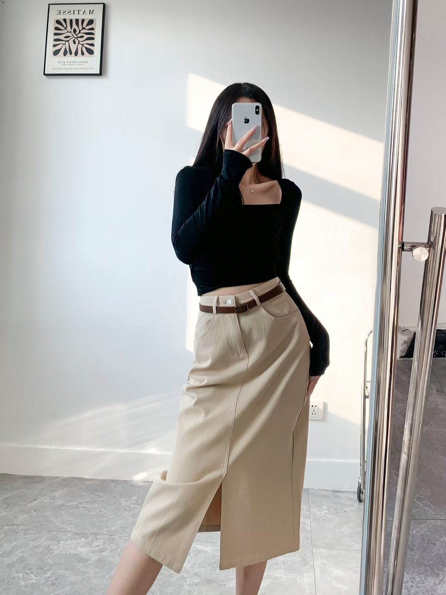 Straight Leg Slit Skirt