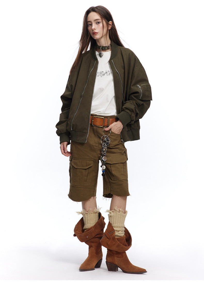 Patch Embroidery Flight Jacket Casual Outerwear