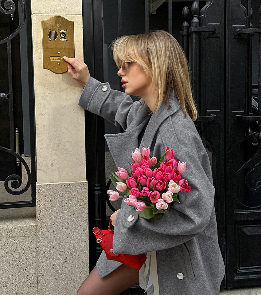 Gray Wool Blazer Coat
