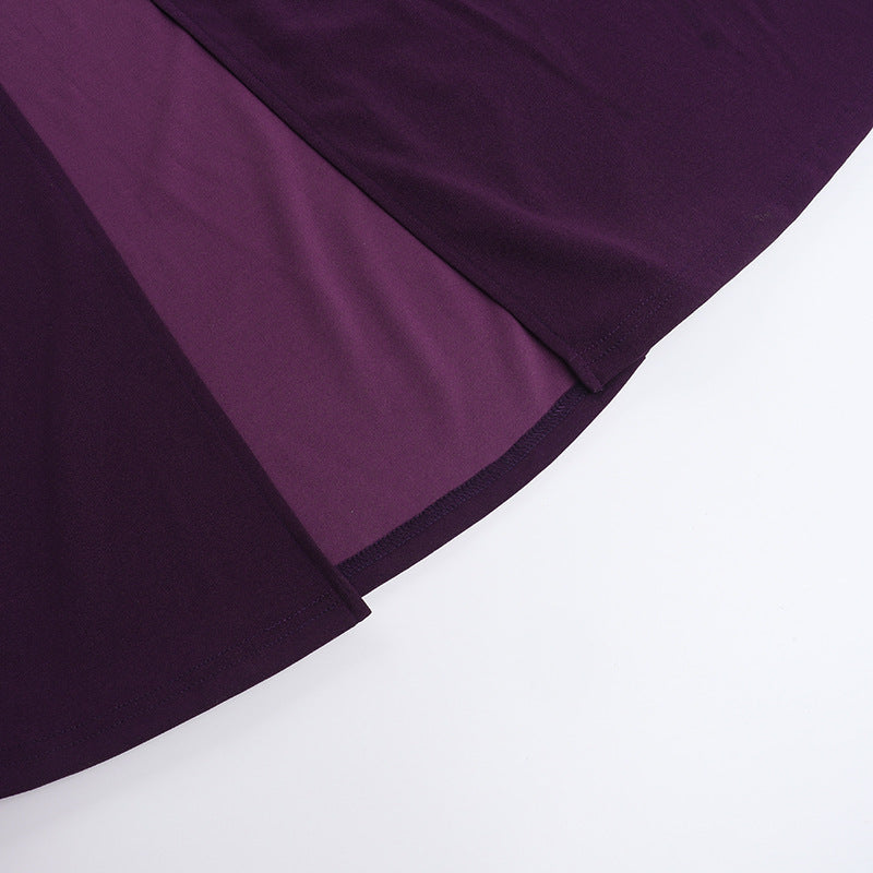 Elegant Deep V Purple Dress