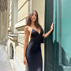 Sleek Black Strappy Maxi Dress